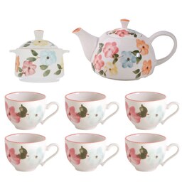 سرویس پذیرایی چای خوری 10 پارچه طرح بهار گل ها چند رنگ