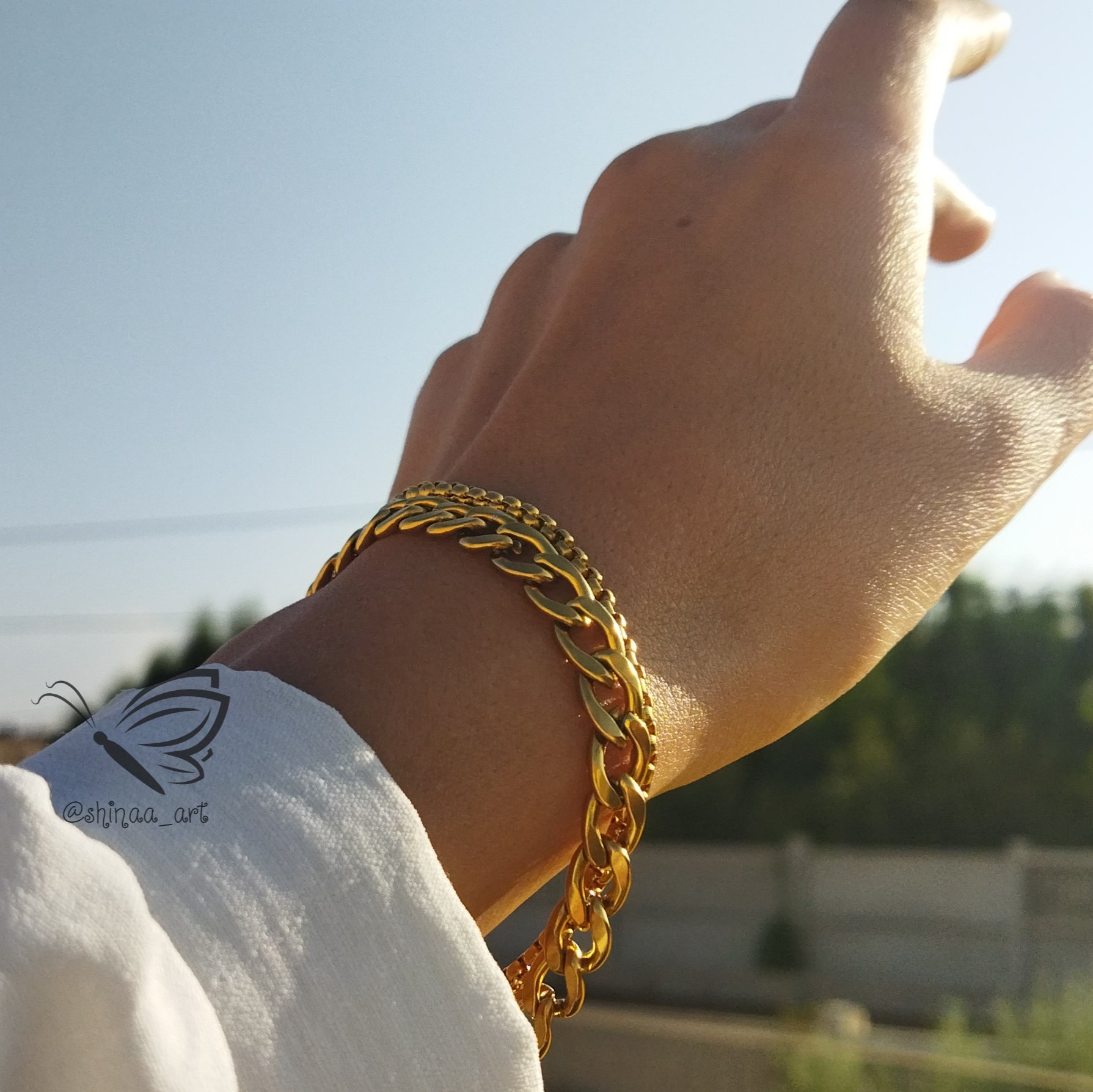 دستبند زنانه دو رج با زنجیر کارتیه و زنجیر رولو استیل 