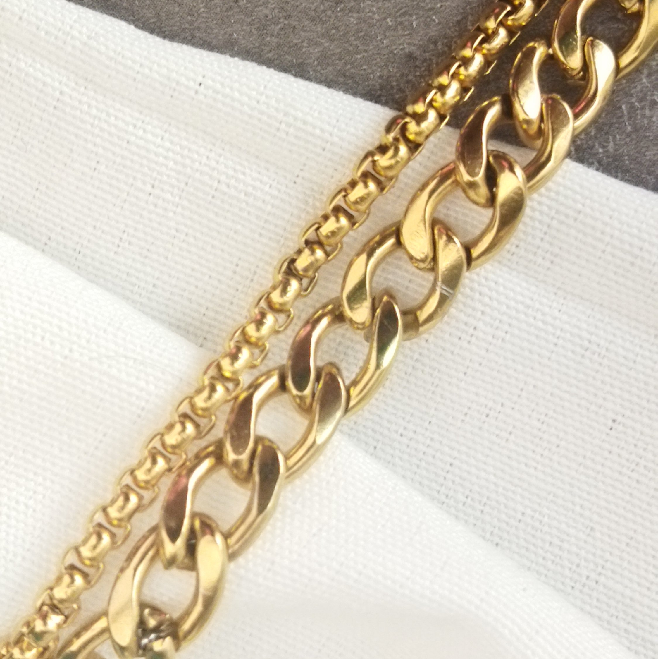 دستبند زنانه دو رج با زنجیر کارتیه و زنجیر رولو استیل 