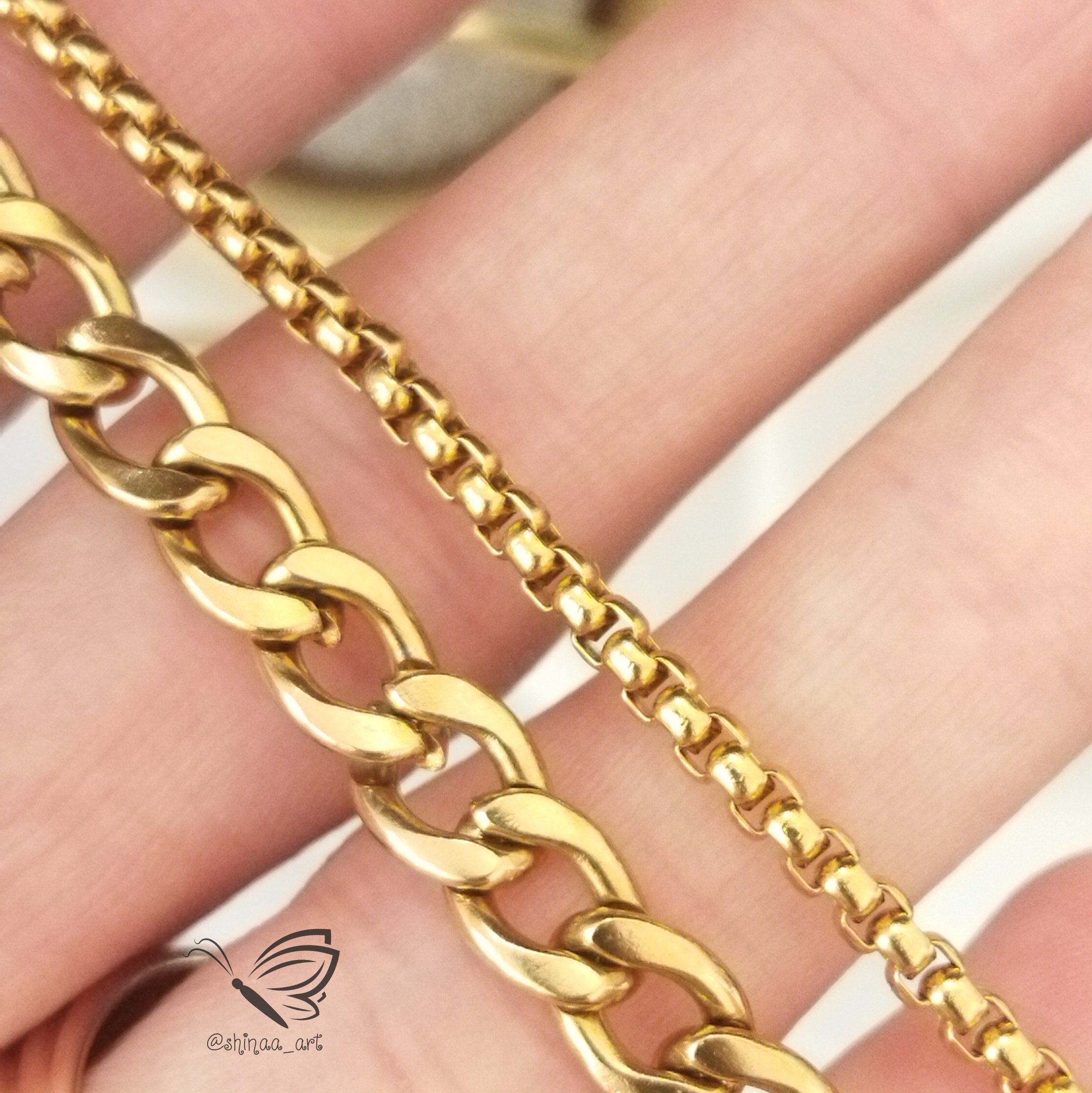 دستبند زنانه دو رج با زنجیر کارتیه و زنجیر رولو استیل 