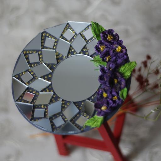 دیوارکوب سفالی کارشده با آینه و گل استاکو