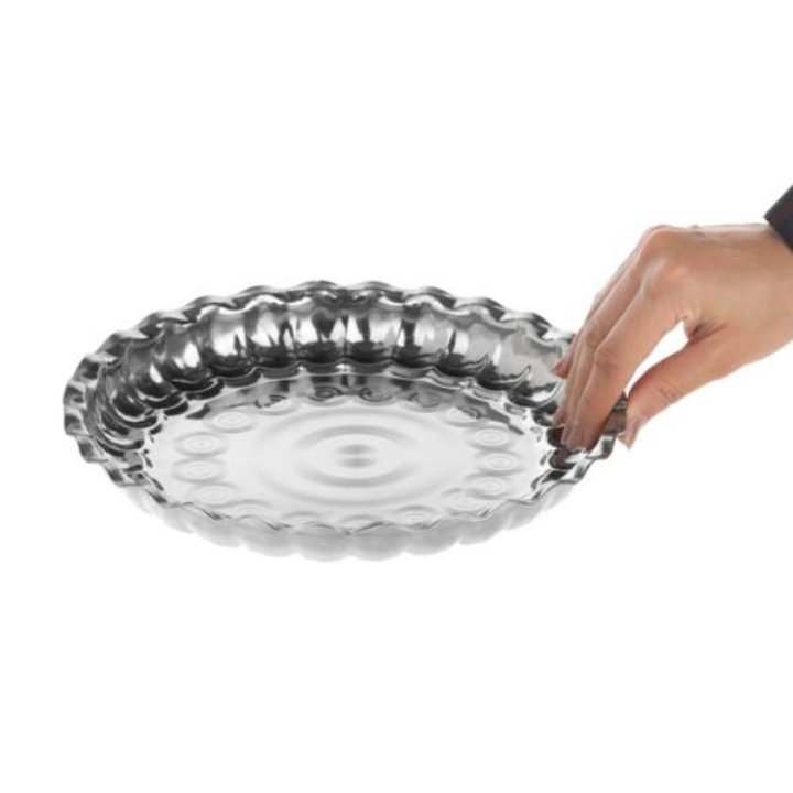 سینی استیل انگشتی تمام استیل سایز 30 طرح لبه گنگره دار 