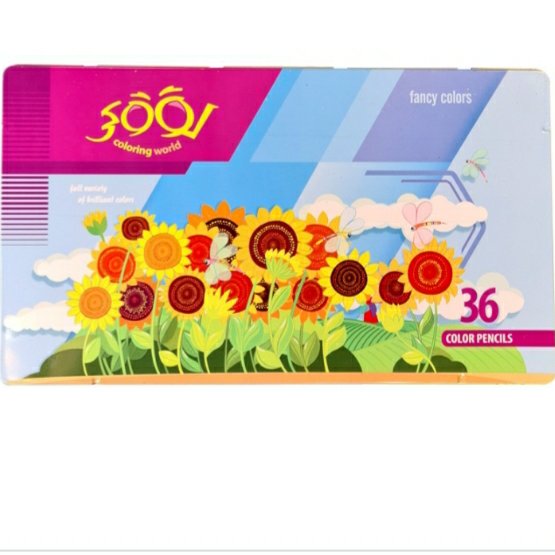 مدادرنگی 36رنگ جعبه فلزی لوکی بادوطرح ماشین وآفتابگردان