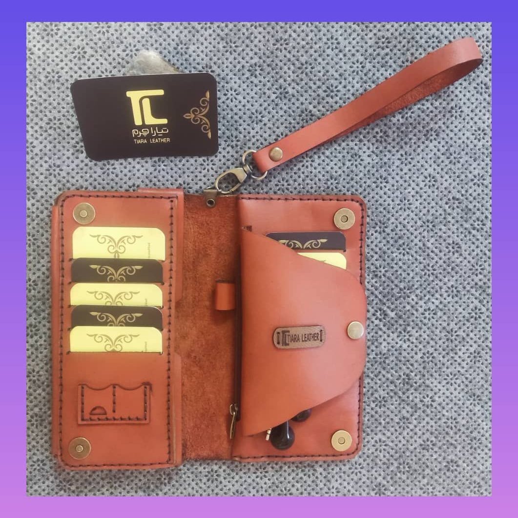 کیف پول چرم طبیعی دست دوز کد 66تیاراچرم مشهد