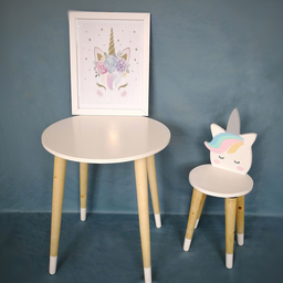 میز و صندلی چوبی کودک طرح یونیکورن صفر تا هفت سال  گالری فرانه