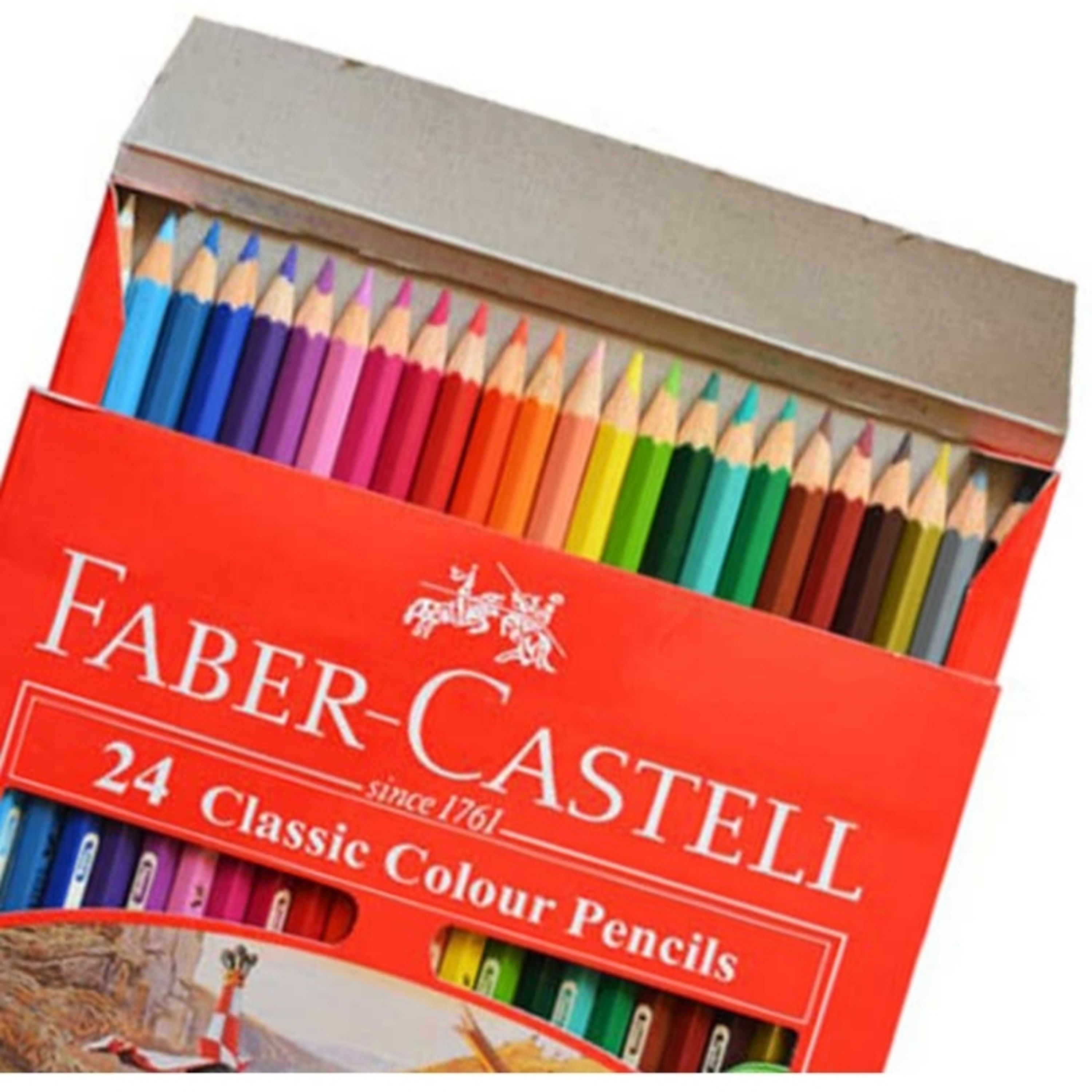 مداد  رنگی 24 رنگ  جعبه مقوایی faber castell  مدل کلاسیک