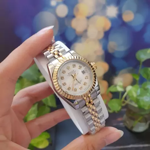 لوکس ترین ساعت زنانه دخترانه رولکس اصلی موتور ژاپن بند استیل اصلی رنگ ثابت rolex