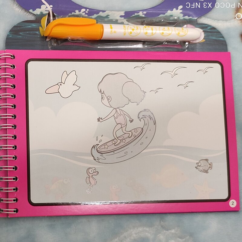 مجیک واتر بوک(نقاشی با آب)(رنگ آمیزی با آب) طرح حیوانات دریایی دفتر نقاشی جادویی  (بازی خونه)