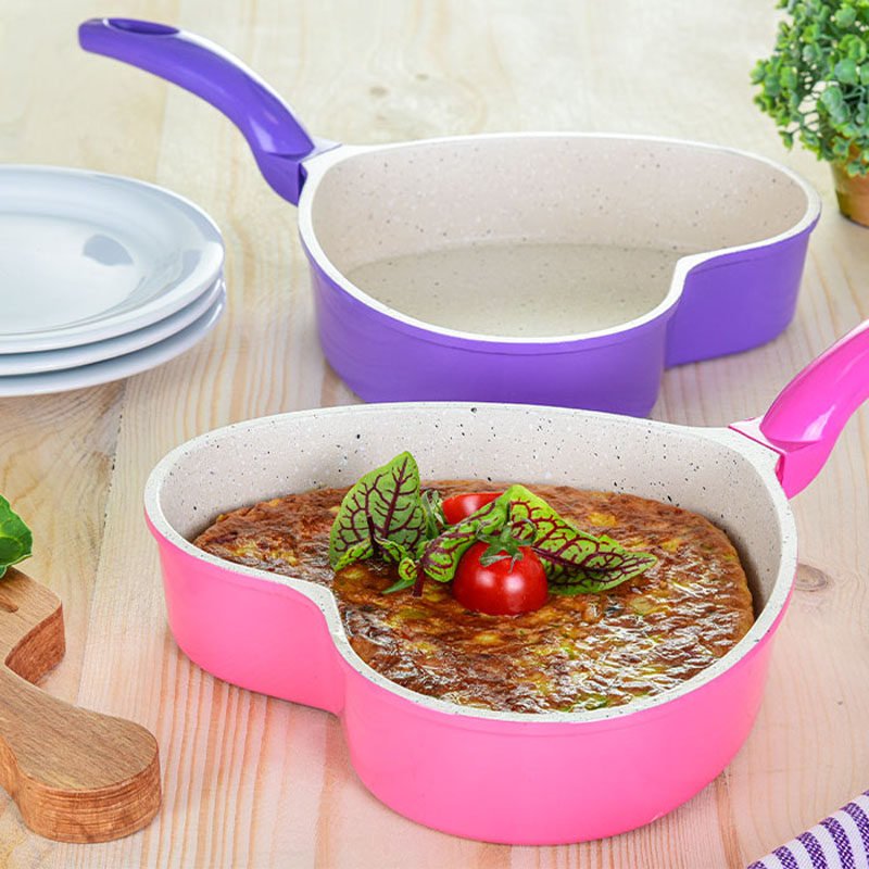 تابه گرانیتی تک دسته محصول عروس تفلون مدل قلبی شکل سایز 12 