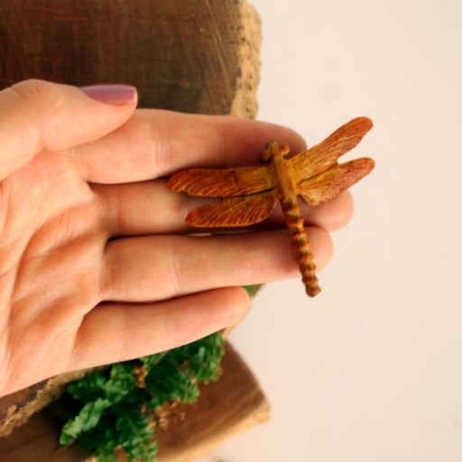 گردن آویز چوبی دست ساز طرح سنجاقک ساخته شده با چوب داغداغان 