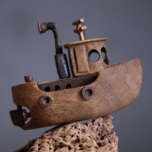 دکوری دست ساز چوبی طرح قایق ماهی گیری