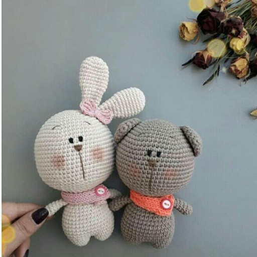عروسک بافتنی موش و خرگوش( جفتی) دو دوک دست بافته های با عشق