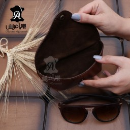 کیف عینک چرم طبیعی کاملا دست دوز