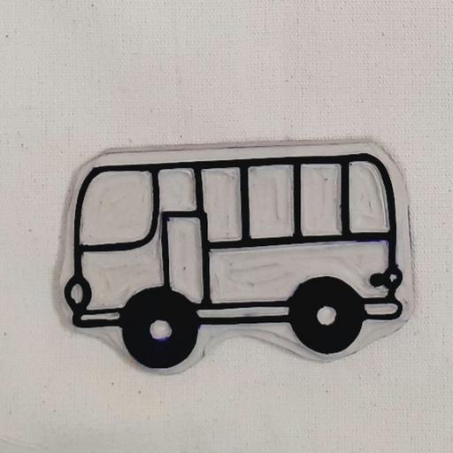 مهر دستساز لینولئوم ،طرح اتوبوس ،وسایل نقلیه ،قابل چاپ روی کاغذ و پارچه