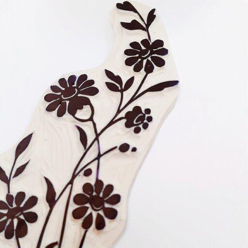 مهر دستساز لینولئوم ...شاخه گل زیبا مناسب چاپ کاغذ و دفتر و زیباتر کردن بسته بندی شما