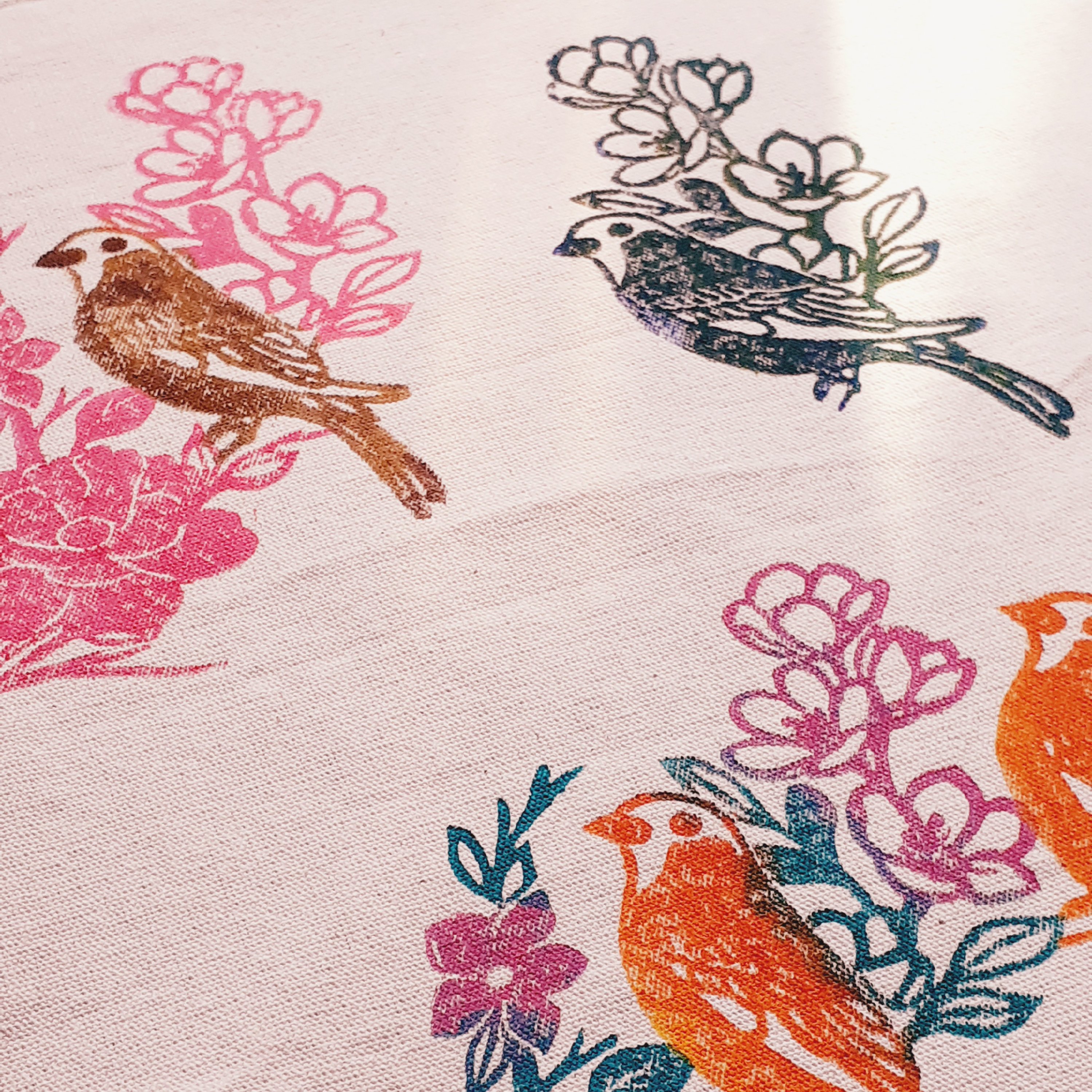 مهر طرح پرنده و گل و برگ..مهر دست ساز لینو