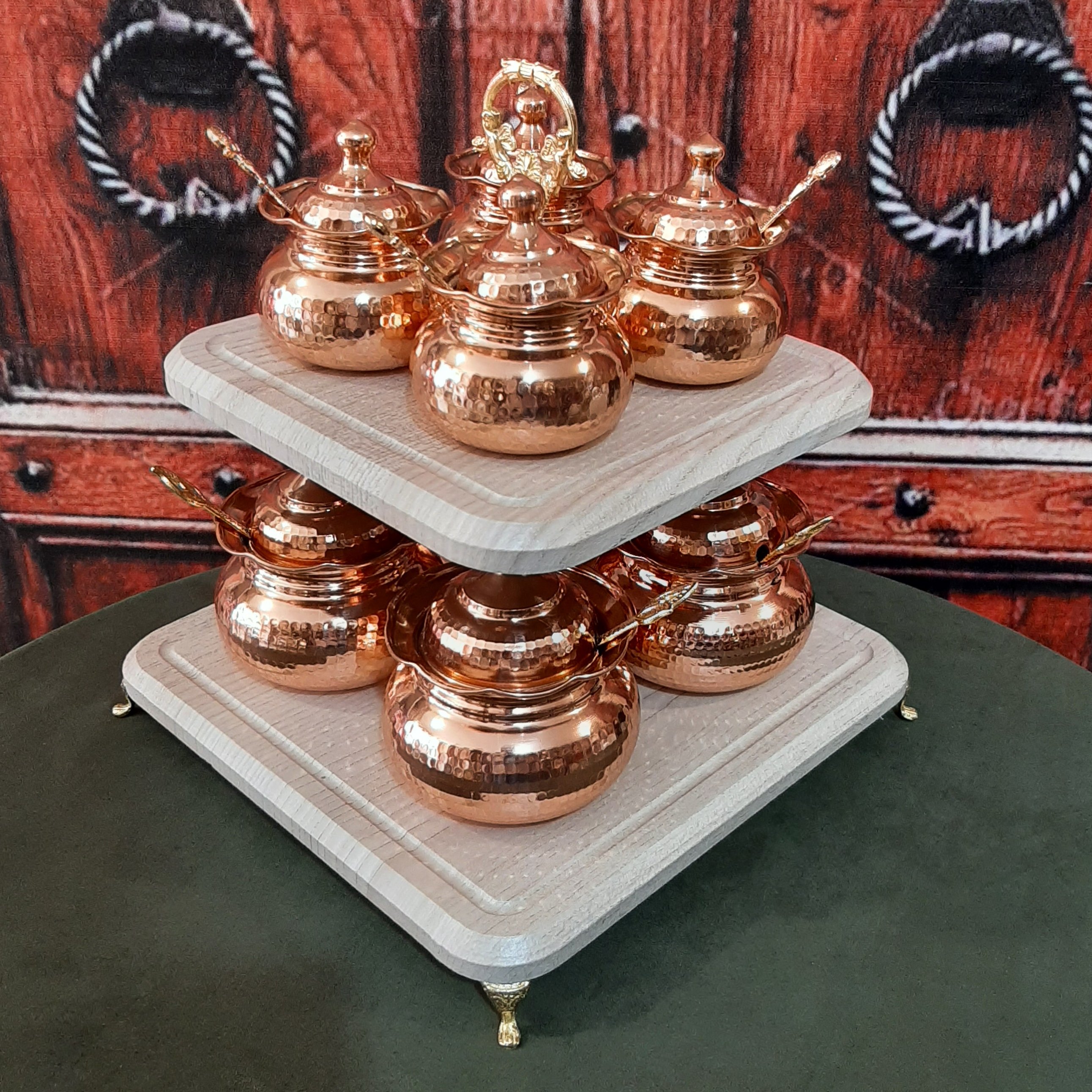 جاادویه 8 تایی دو طبقه مسی