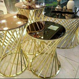 میز عسلی و جلو مبلی فلزی مدل پیچ رنگ طلایی