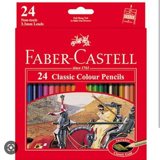 مداد رنگی 24 رنگ فابرکاستل جعبه فلزی