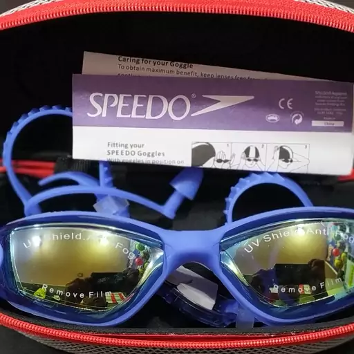 عینک شنا گوشی دار  اسپیدو  speedo . مدل s86جیوه ای ضد بخارکیف دار 