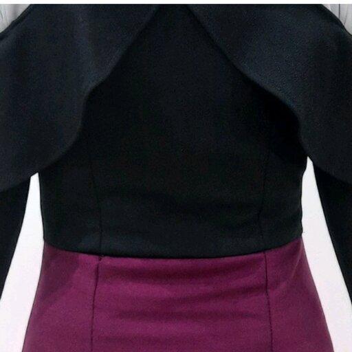 پیراهن سارافون مجلسی زنانه دو رنگ مدل دکمه دار کرپ