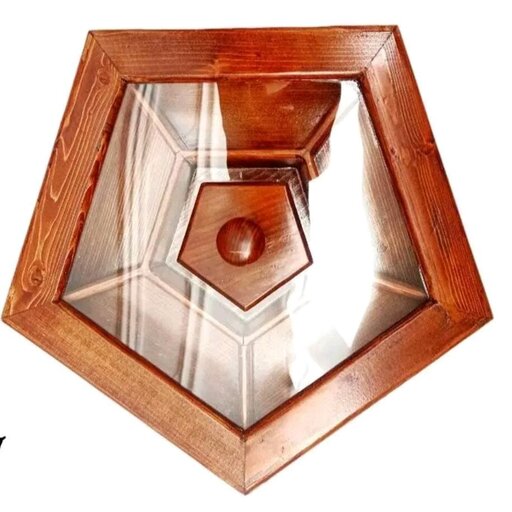 جعبه تی بگ درب دار پنج ضلعی چوبی رنگ قهوه ای تیره چوب روس ضد آب پوشش روغن گیاهی هِمل