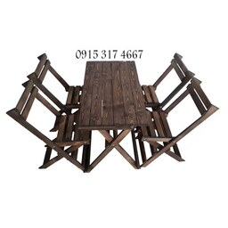 میز و صندلی  چوبی 4 نفره تاشو ارسال رایگان درب منزل