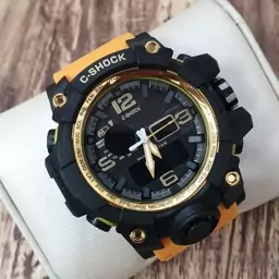 ساعت مچی  طرح جی شاک دوزمانه بند نارنجی. G SHOCK 