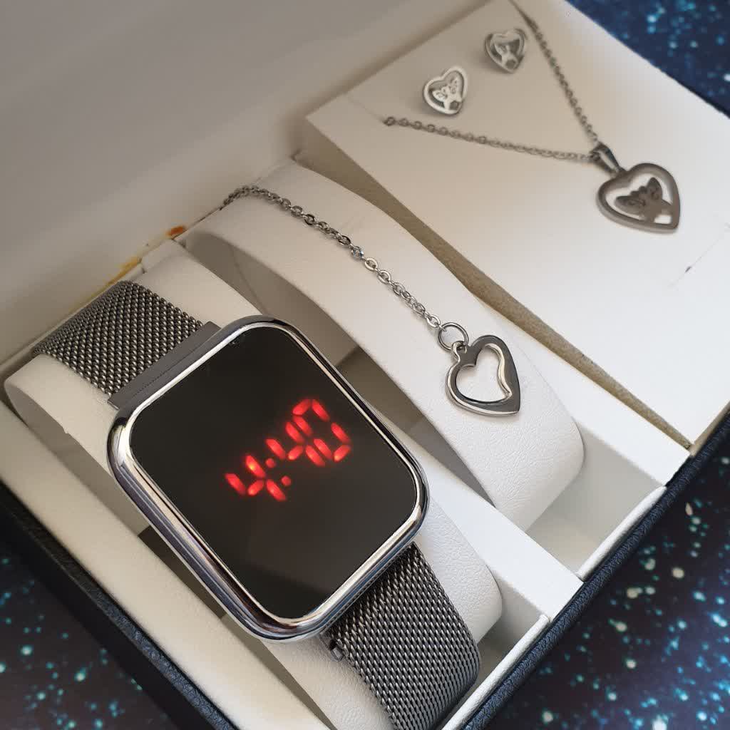 ساعت مچی ال ای دی دیجیتالی بدنه فلزی LED .