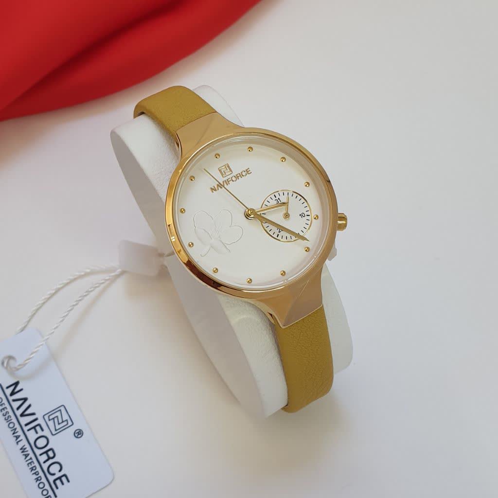 ساعت مچی زنانه ناویفورس اورجینال دارای هولوگرام کوالیتی کنترل رنگبندی طلایی  Naviforce 