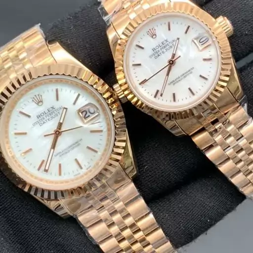 ساعت مچی ست مردانه و زنانه رولکس مدل مشهور دیت جاست _شیشه عدسی دار ROLEX DATEJUST 