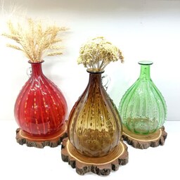 بطری رنگی دستساز نگینی بطری آب گلدان شیشه ای آب خورشیدی شیشه گری صنایع دستی