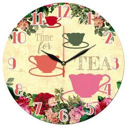 ساعت دیواری گرد مدل 1199 طرح گل و فنجان چای سایز 30