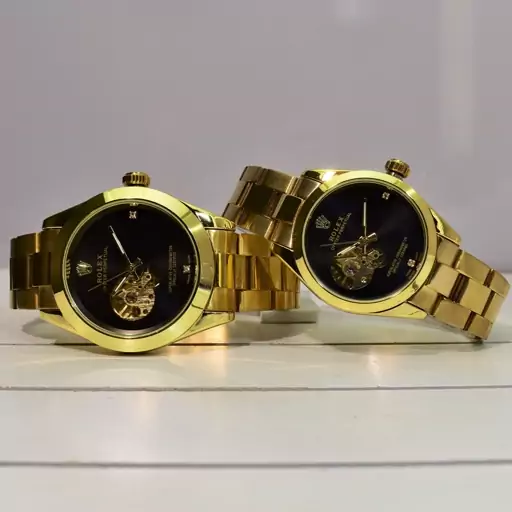 ست ساعت رولکس اویستر زنانه مردانه اتوماتیک گوکی  نگین دار ROLEX OYSTER