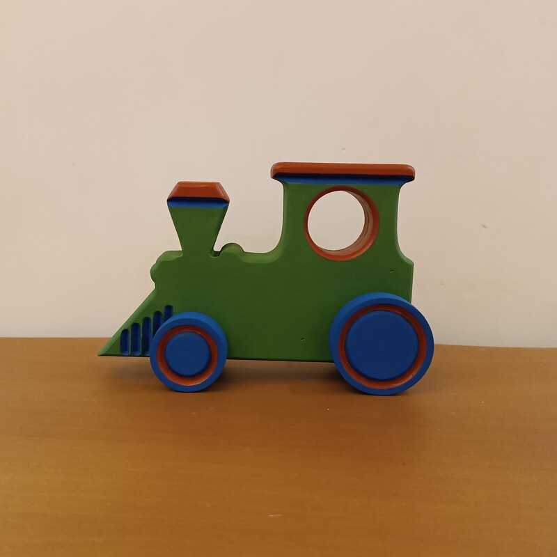 لوکوموتیو چوبی چرخدار متحرک مناسب اسباب بازی کودک و سیسمونی رنگاچوب