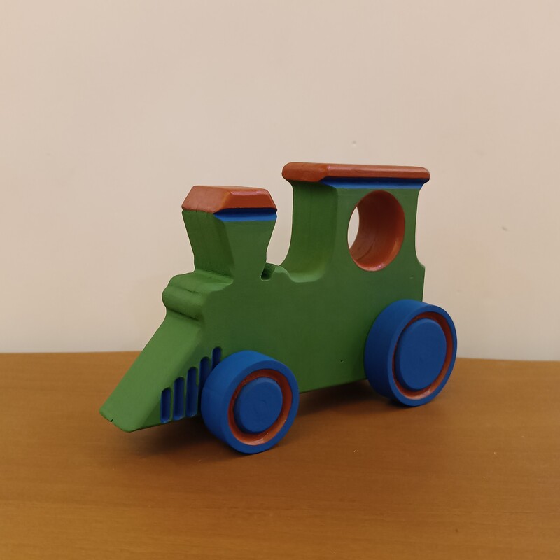 لوکوموتیو چوبی چرخدار متحرک مناسب اسباب بازی کودک و سیسمونی رنگاچوب