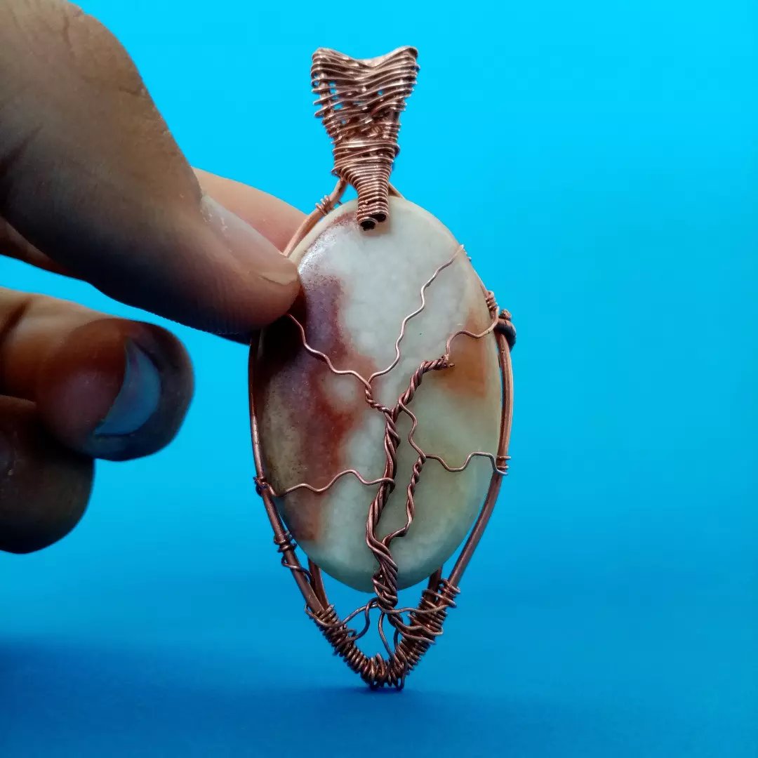 گردنبند سنگی مس بافت درخت زندگی مرمر 