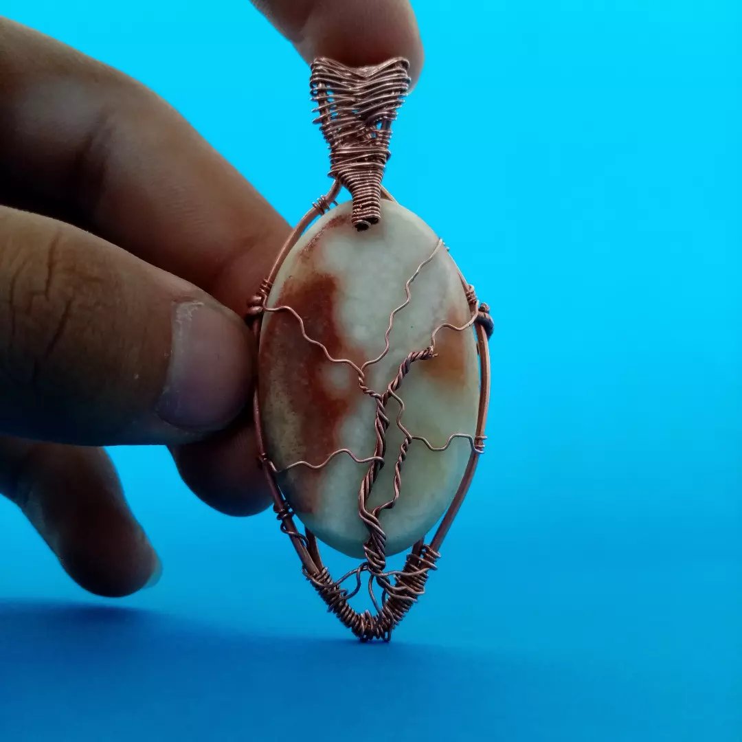 گردنبند سنگی مس بافت درخت زندگی مرمر 