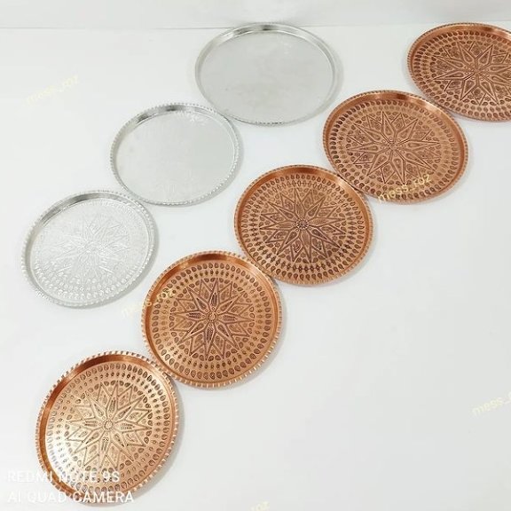  سینی مسی ( 5 تا با هم ) طرح ترمه، قطر 22، ارسال رایگان 