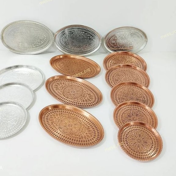  سینی مسی ( 5 تا با هم ) طرح ترمه، قطر 22، ارسال رایگان 