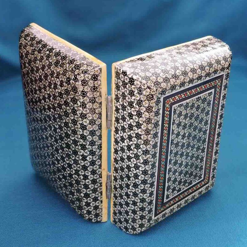 جعبه جواهر - خاتم کاری اصل اصفهان - طرح  خاتم مشکی - بسیار زیبا 