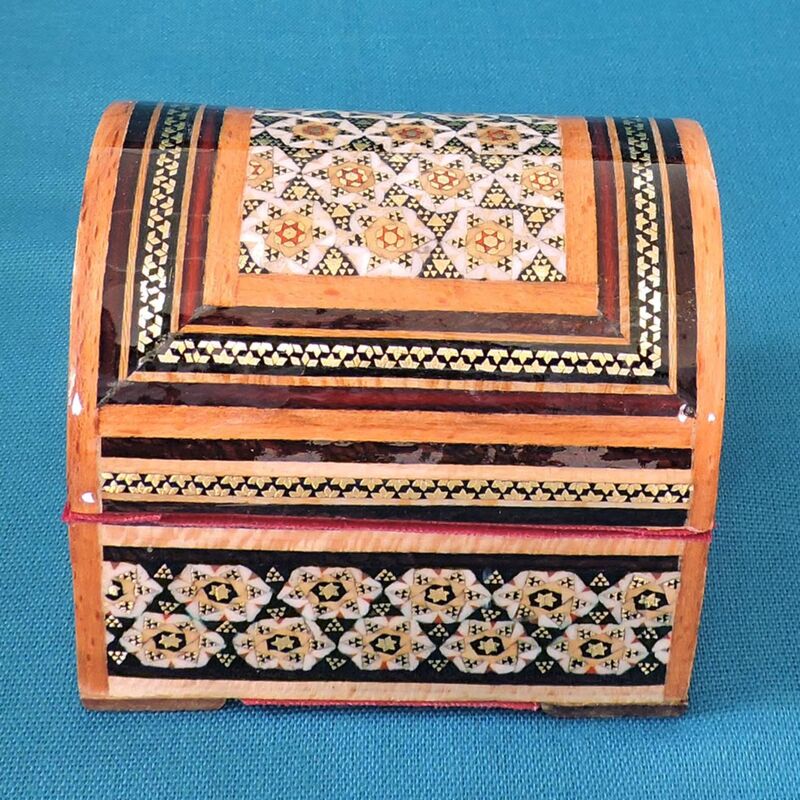 جعبه جواهر - خاتم کاری اصل اصفهان - طرح نیم دایره -  سایز کوچک