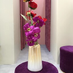 گلدان گلدون کریستال رنگ کاراملی سلطنتی عالیس سایز بزرگ