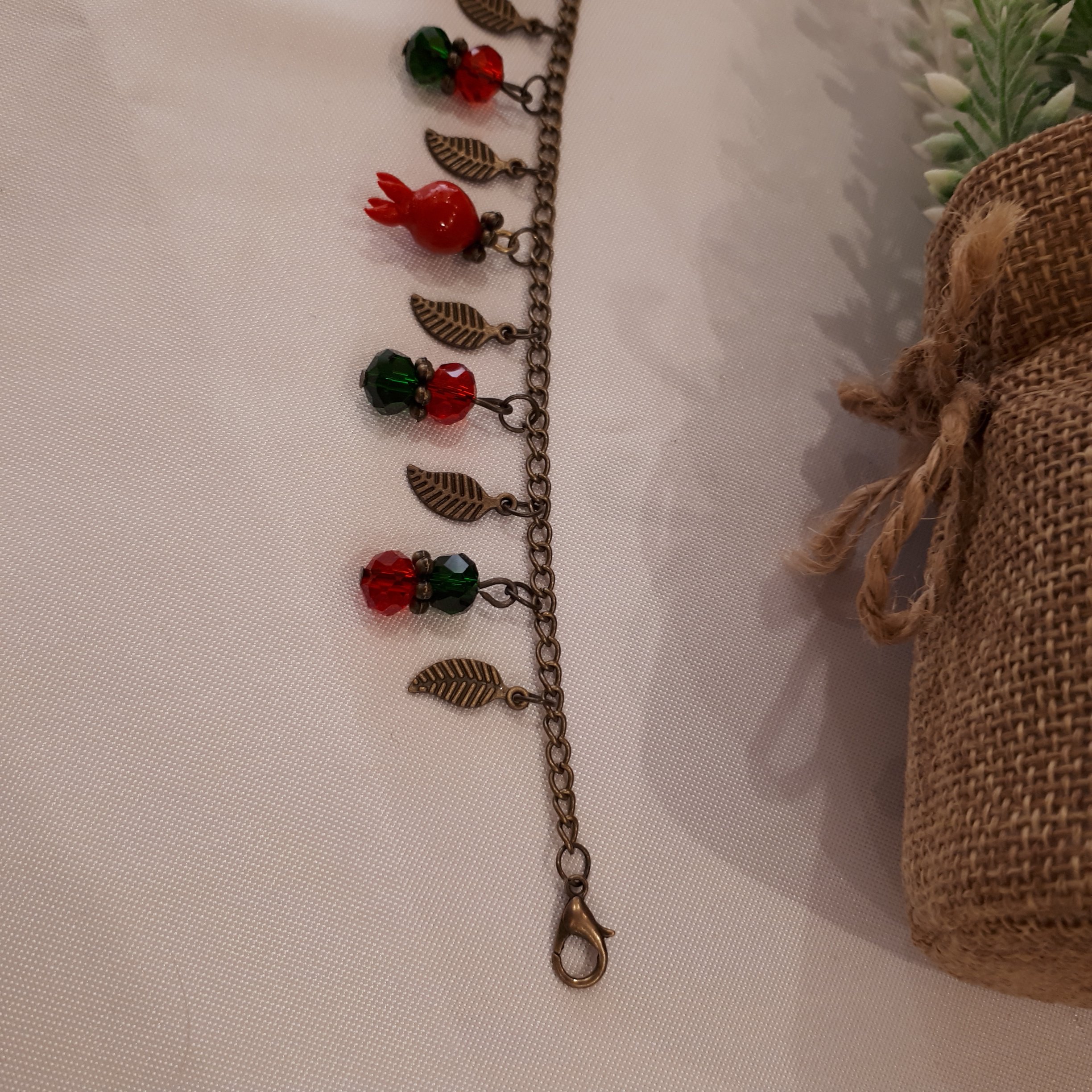 ست برنزی دستبند با گردنبند یلدائی قابل تنظیم