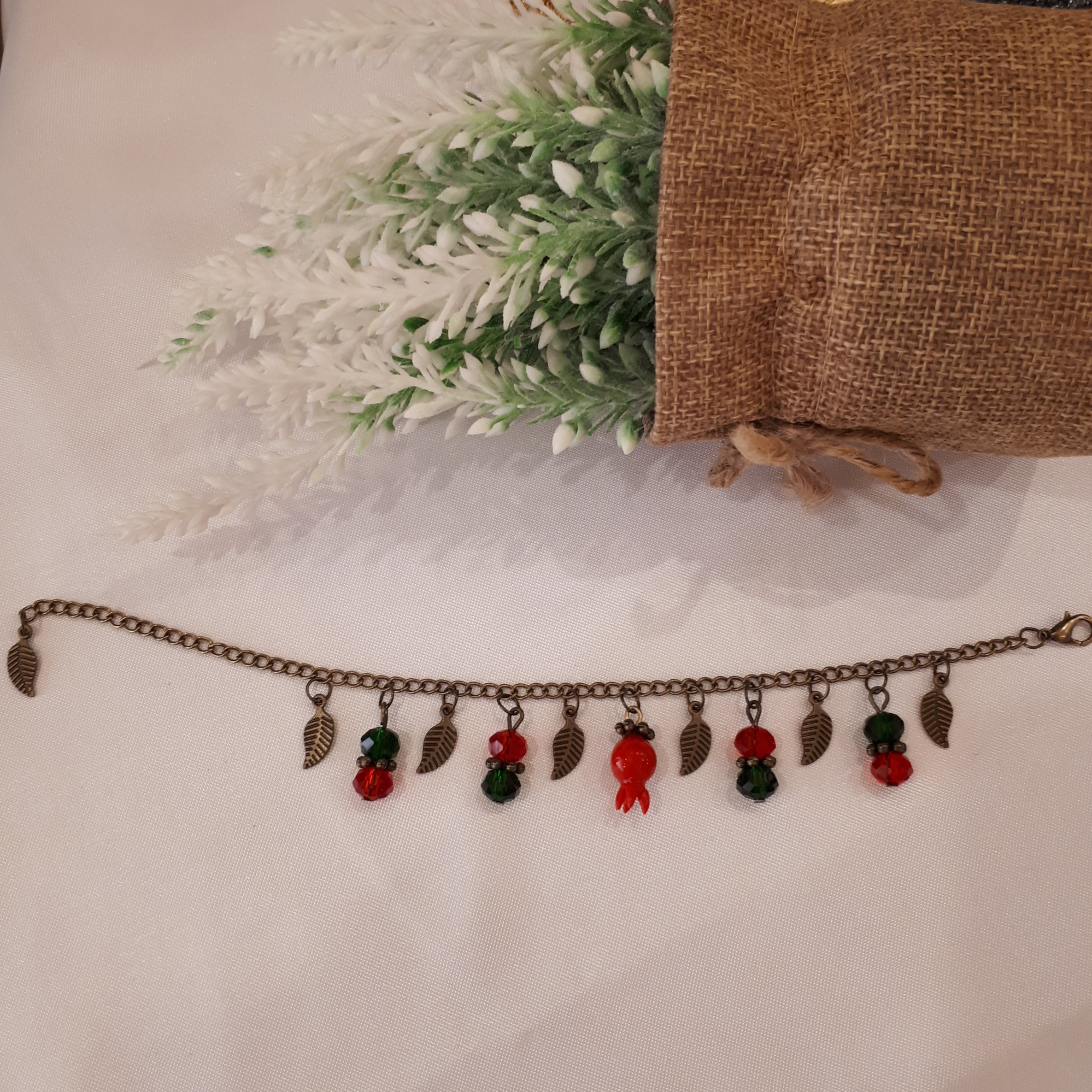 ست برنزی دستبند با گردنبند یلدائی قابل تنظیم