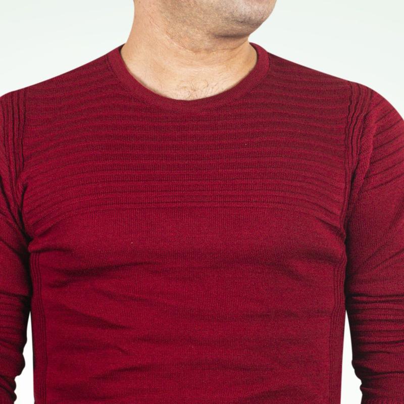 بافت مردانه مدل یقه گرد طرحدار اندامی زرشکی