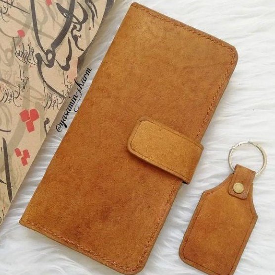 کیف پول سه لت چرم طبیعی دستدوز