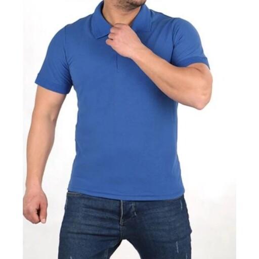 تیشرت جودون مردانه یقه دار  رنگ  آبی لی کد 5