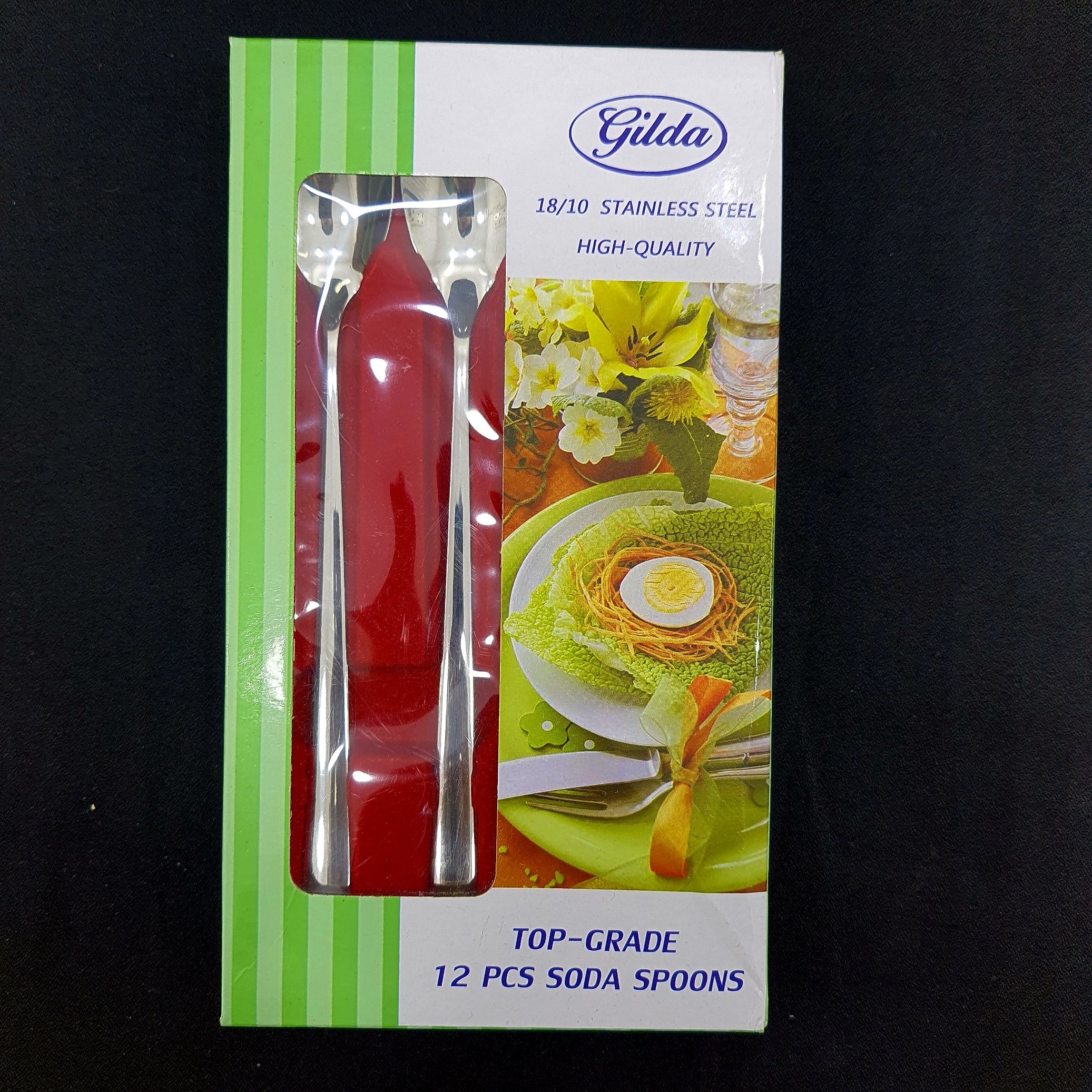 قاشق مربا استیل نگیر گیلدا طرح دونا براق GILDA بسته 12 عددی