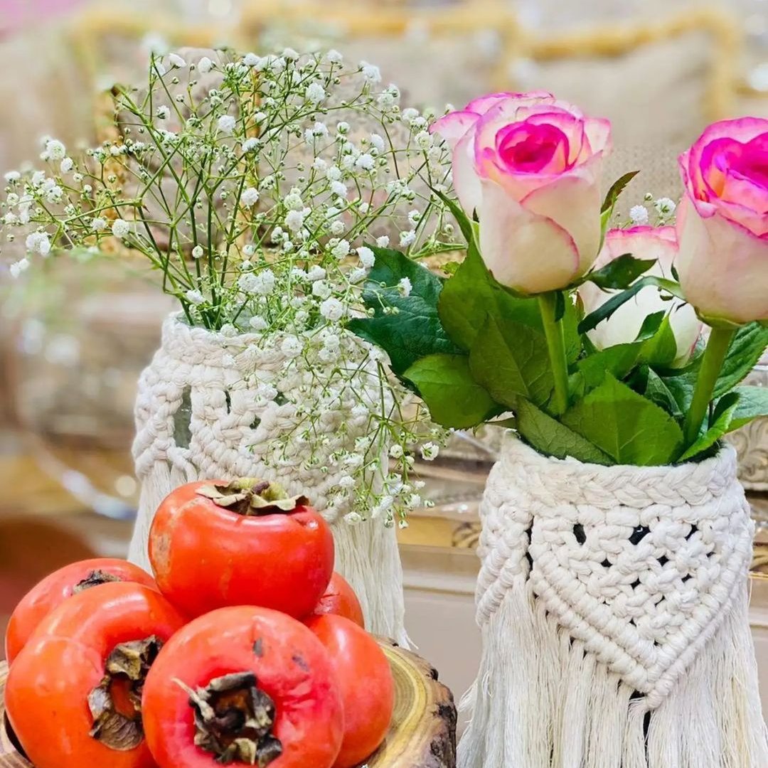 گلدان و جاشمعی مکرومه اکلیلی شو 